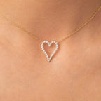 Round Studded Open Heart Necklace