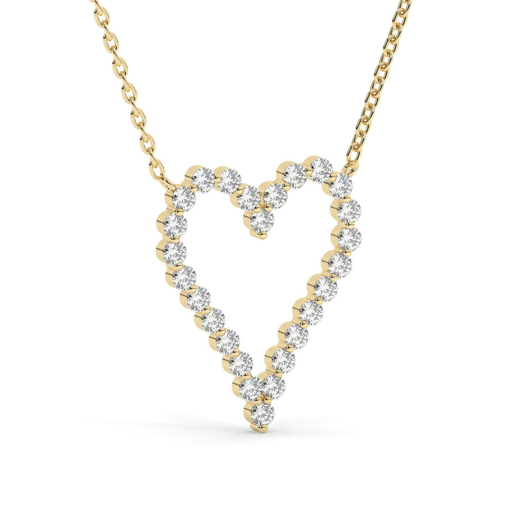 Round Studded Open Heart Necklace