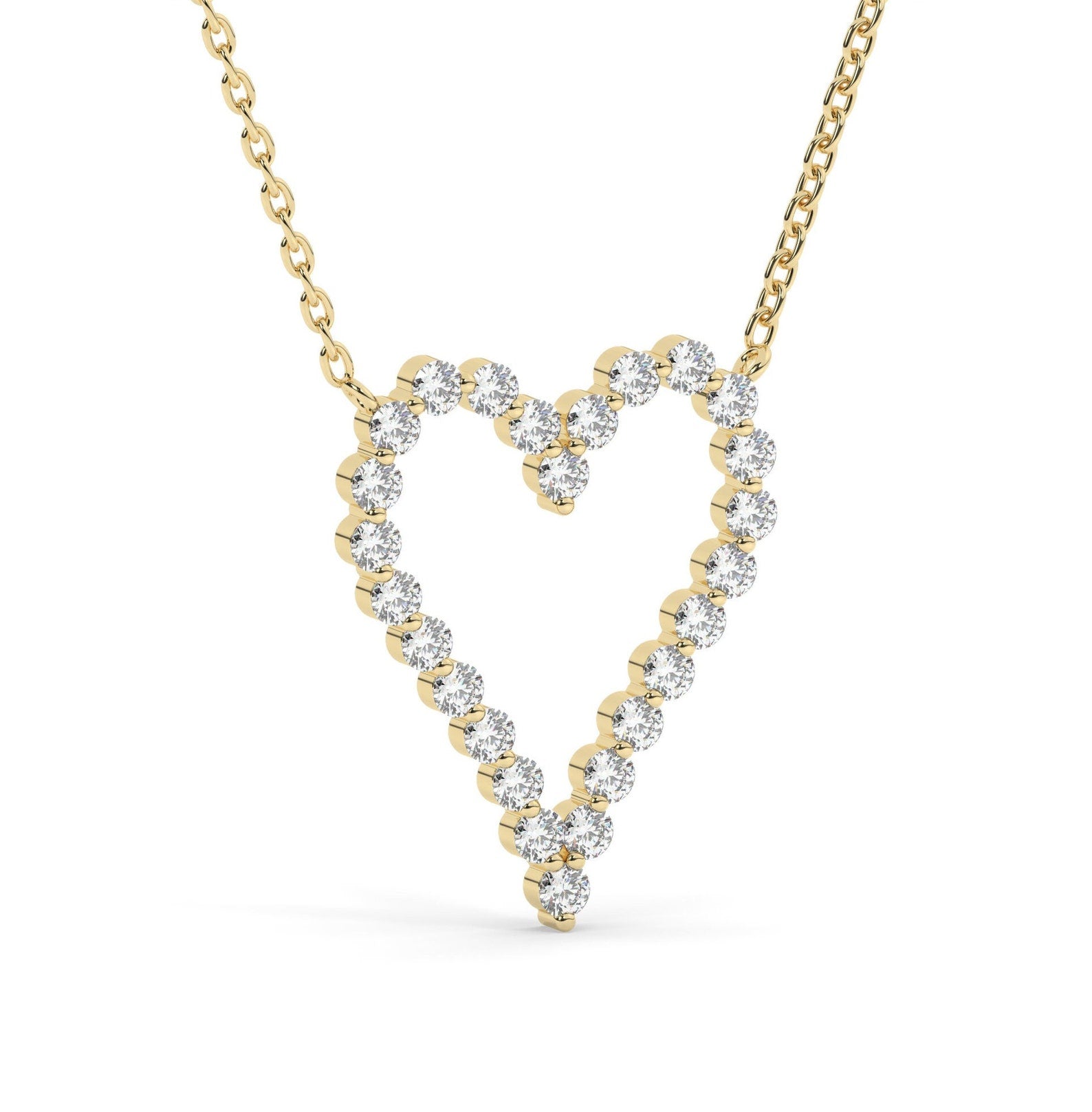 Round Studded Open Heart Necklace