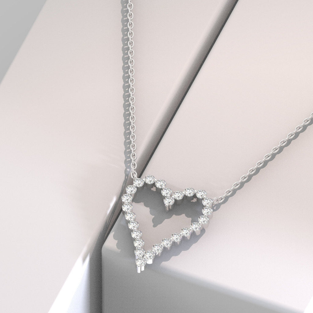 Round Studded Open Heart Necklace