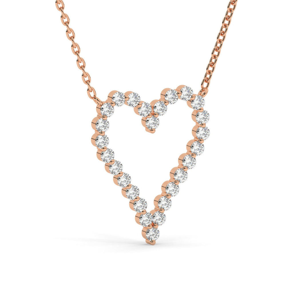 Round Studded Open Heart Necklace