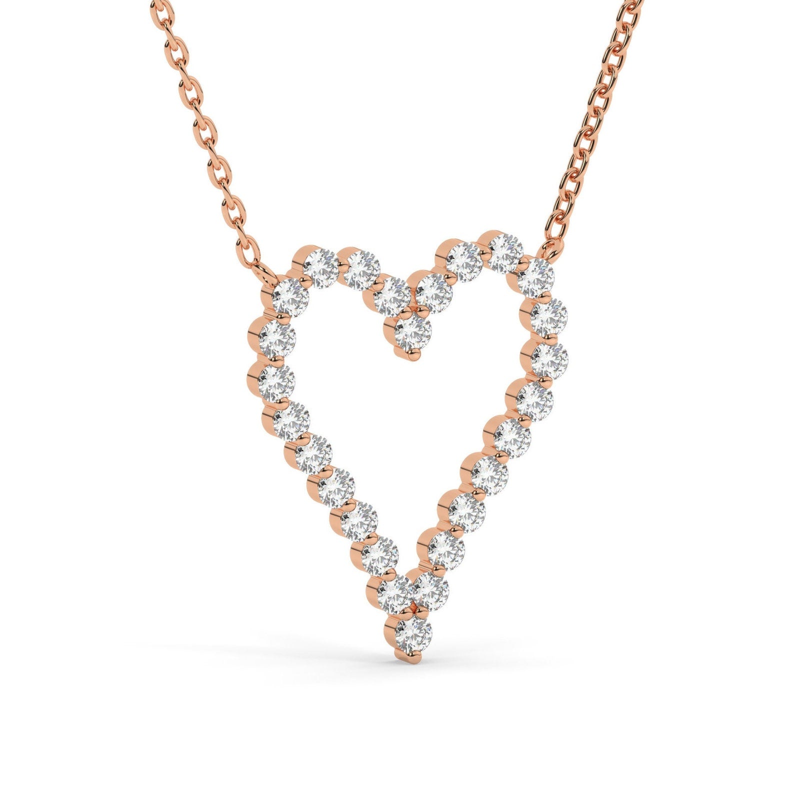 Round Studded Open Heart Necklace