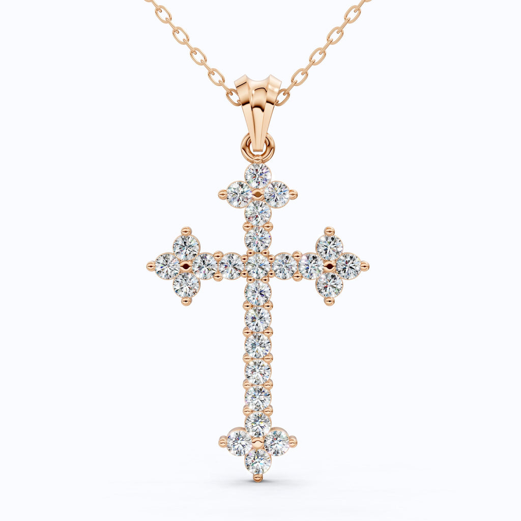 Royal Fleur Diamond Cross Necklace