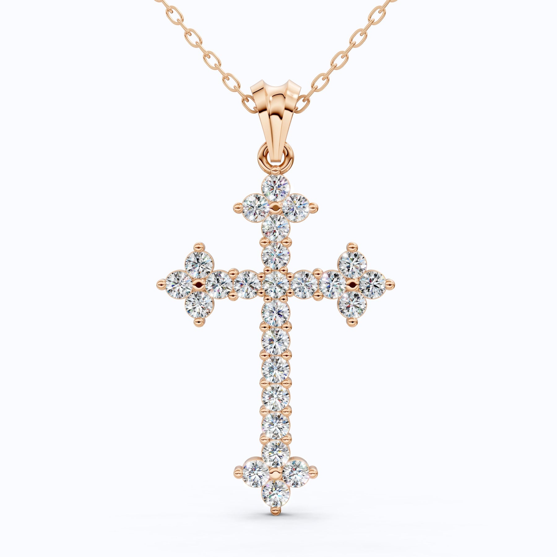 Royal Fleur Diamond Cross Necklace