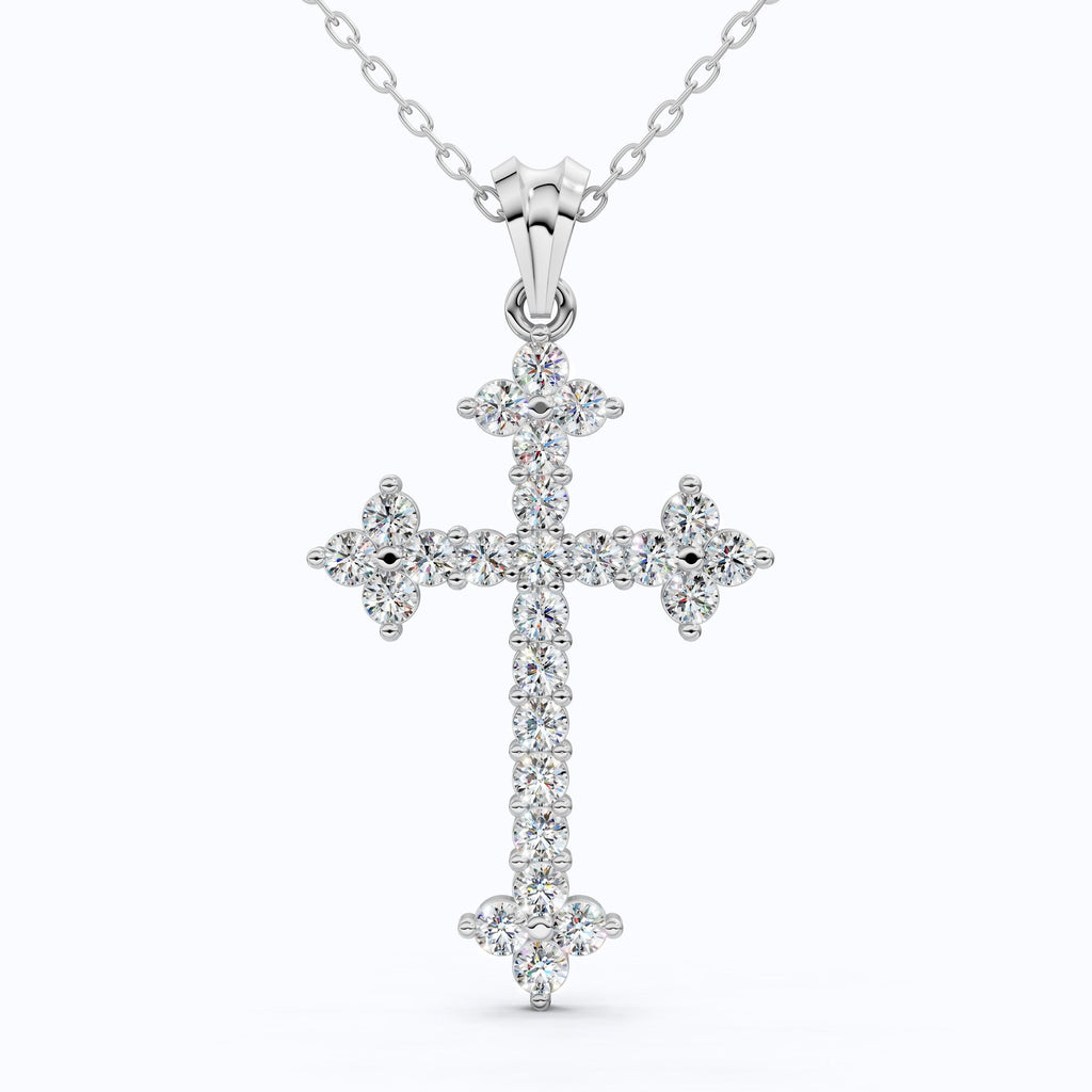 Royal Fleur Diamond Cross Necklace