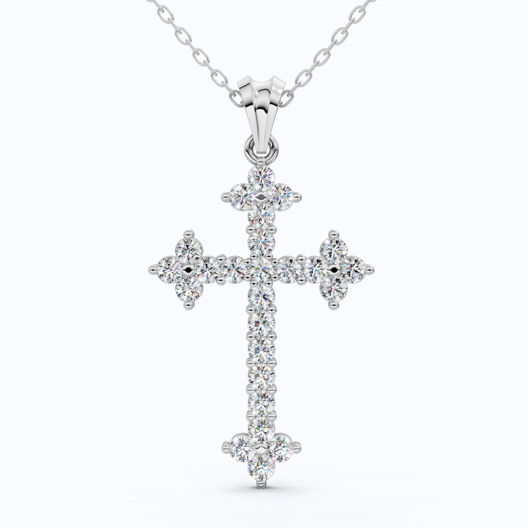 Royal Fleur Diamond Cross Necklace