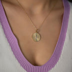 S Letter Diamond Disc Initial Necklace