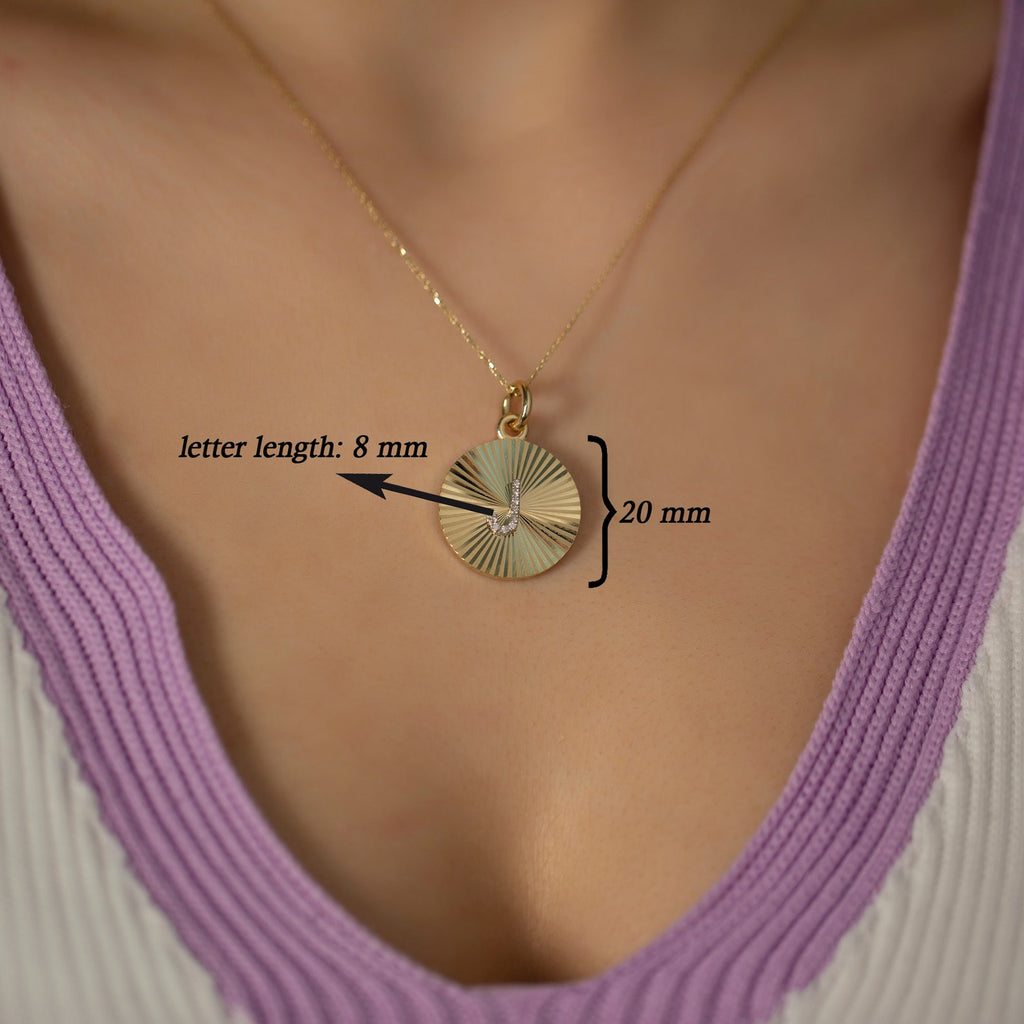 S Letter Diamond Disc Initial Necklace