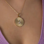 S Letter Diamond Disc Initial Necklace