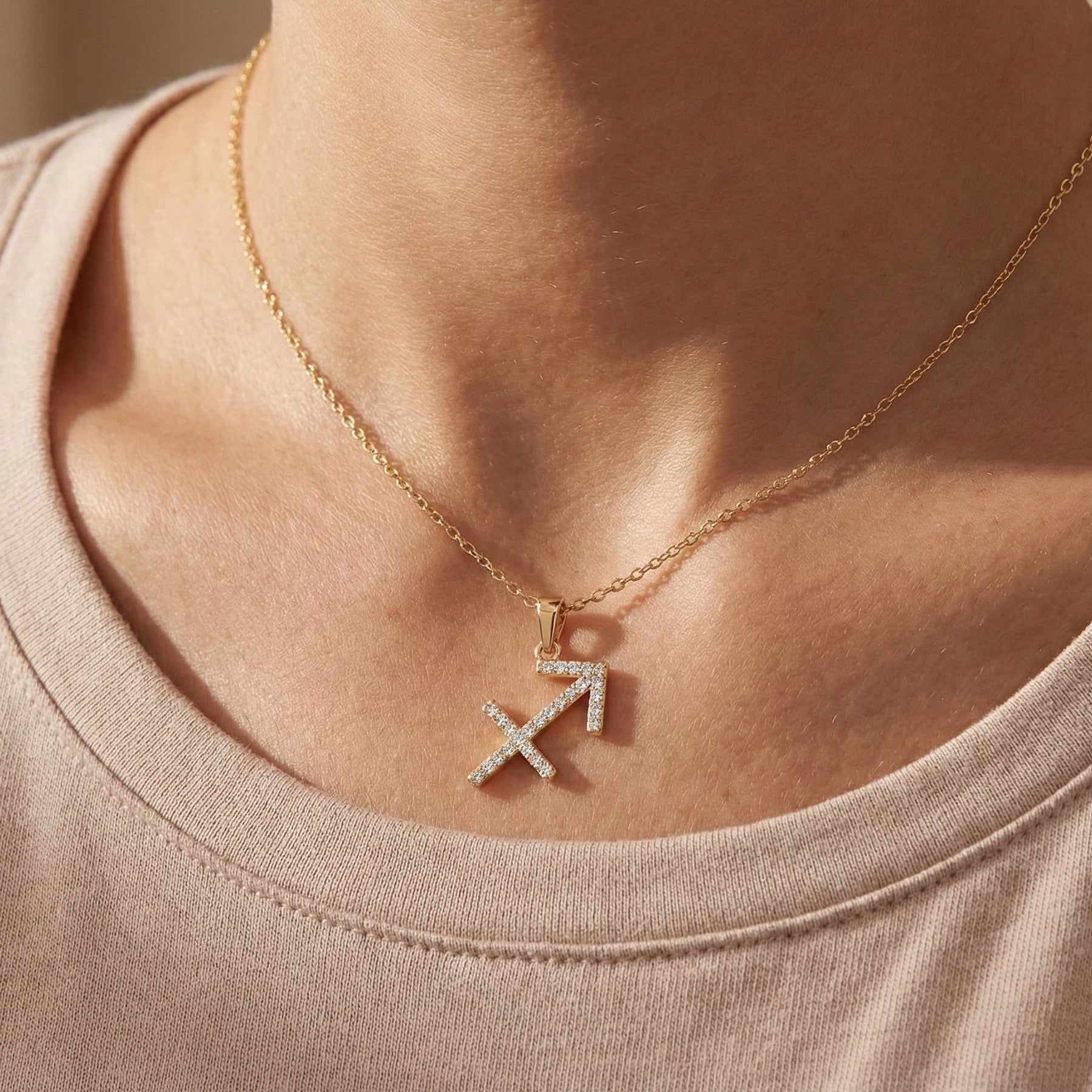 Sagittarius Arrow Pavé Symbol Pendant Necklace