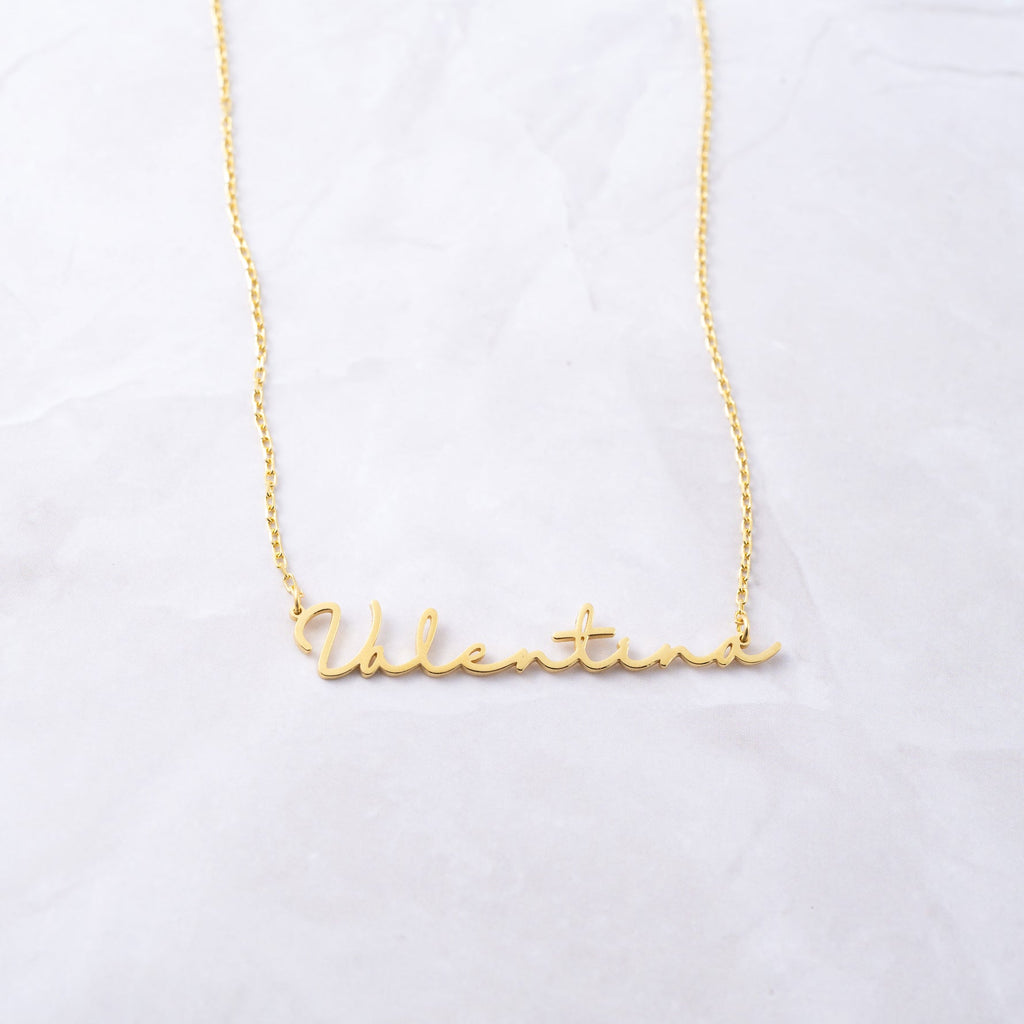 Script Name Bar Pendant Necklace