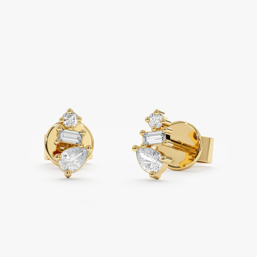Sculpted Diamond Cluster Studs