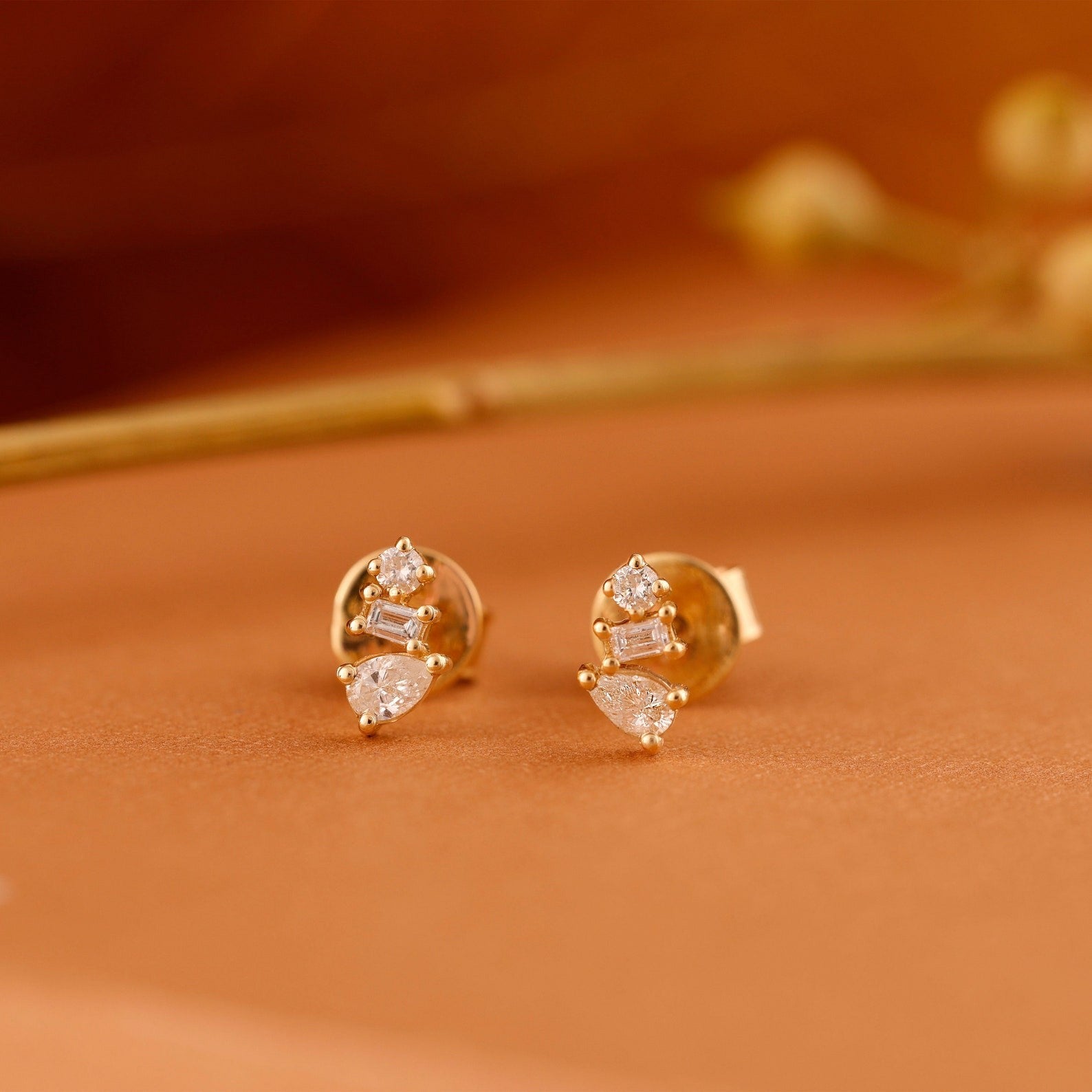 Sculpted Diamond Cluster Studs