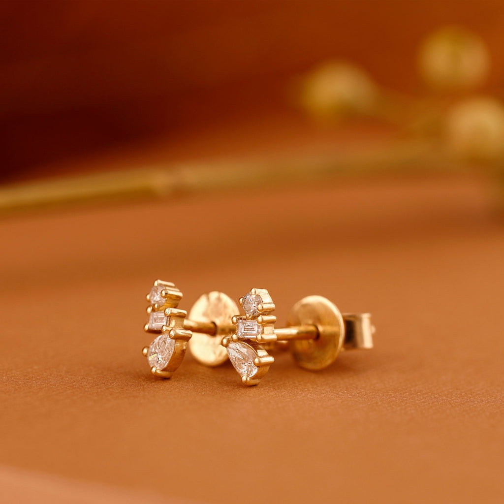 Sculpted Diamond Cluster Studs