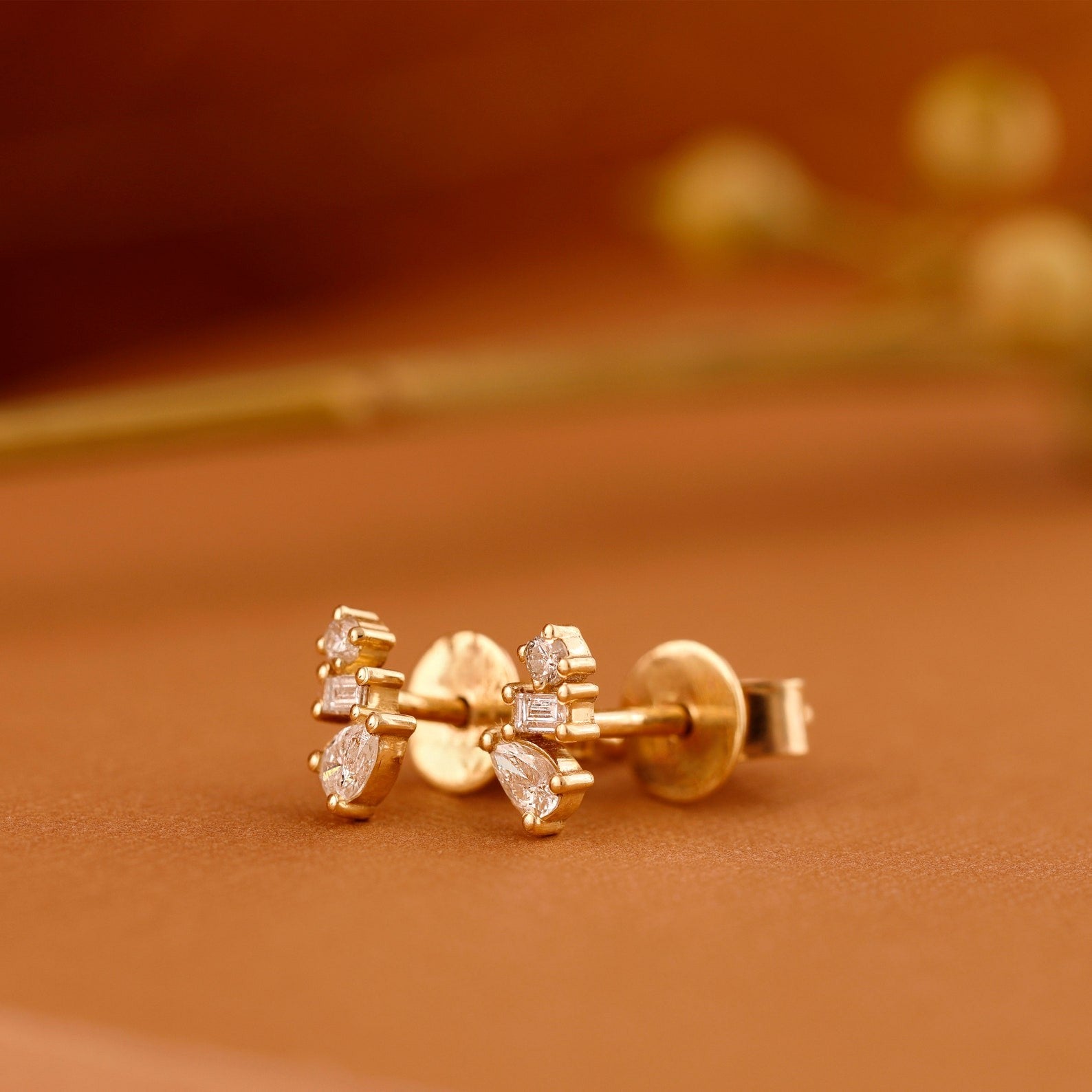 Sculpted Diamond Cluster Studs