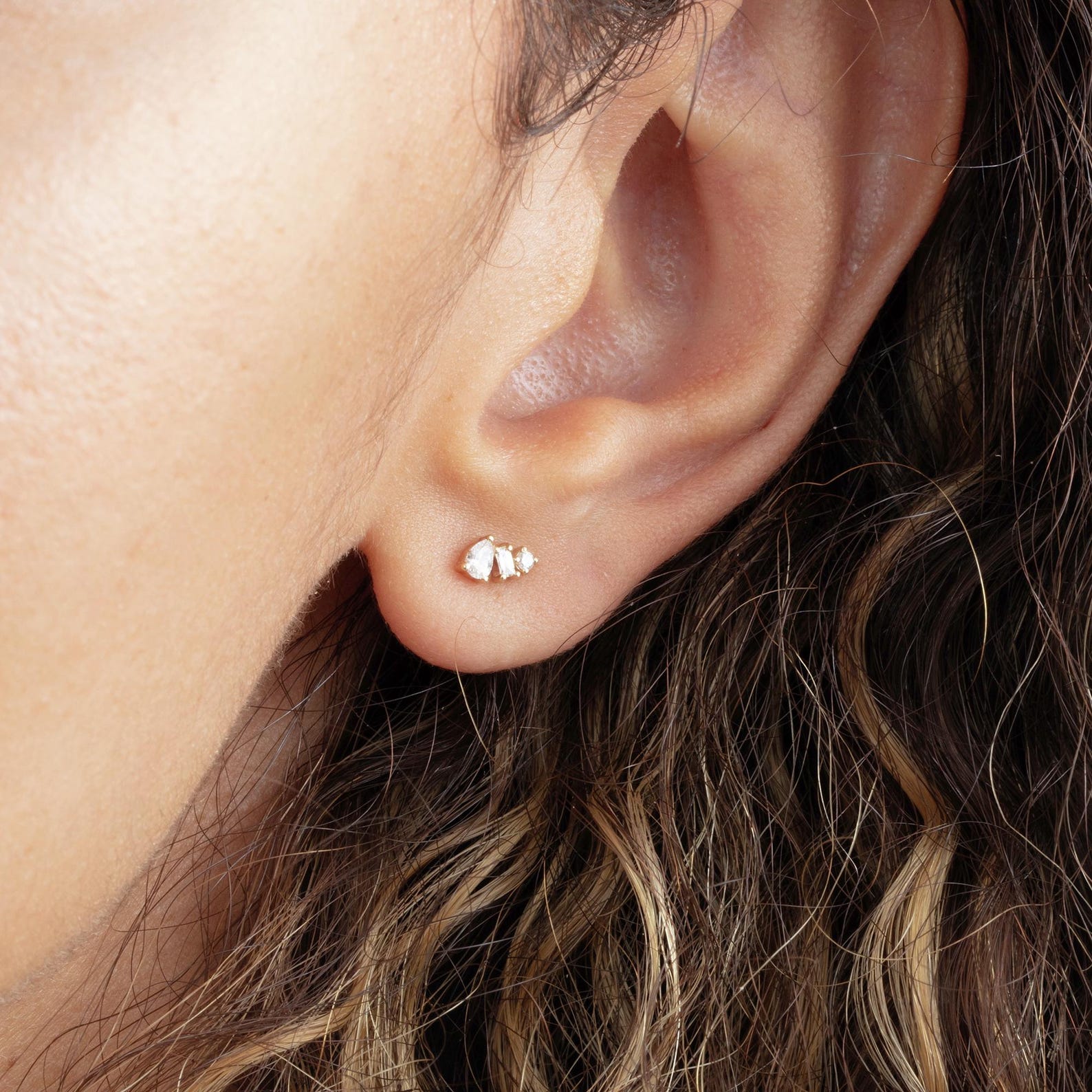 Sculpted Diamond Cluster Studs