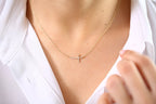 Side Cross Diamond Necklace
