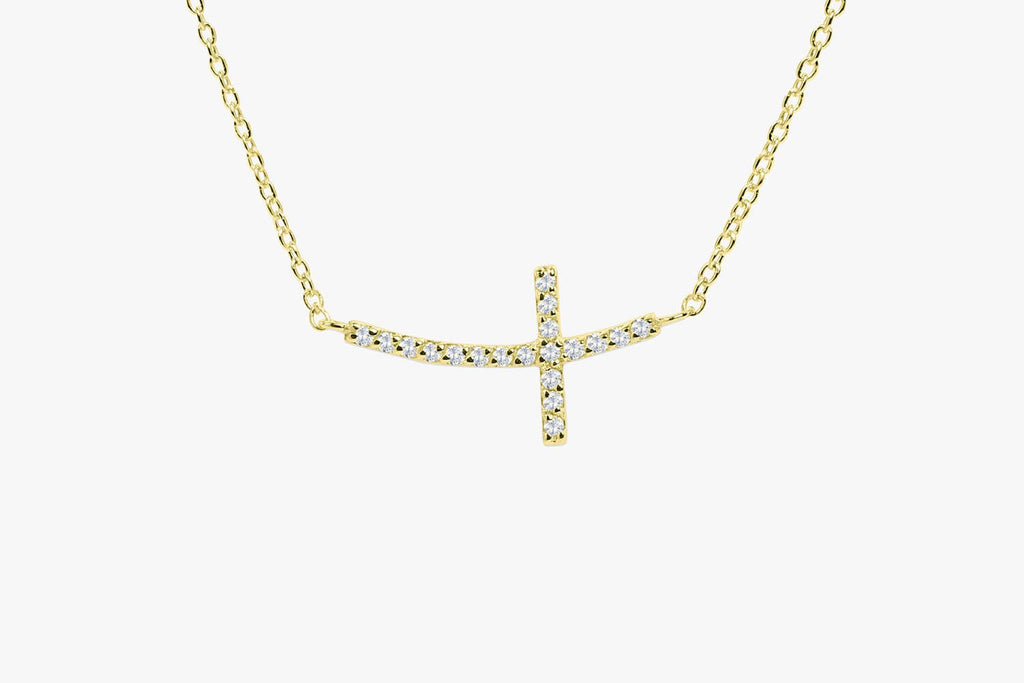 Side Cross Diamond Necklace