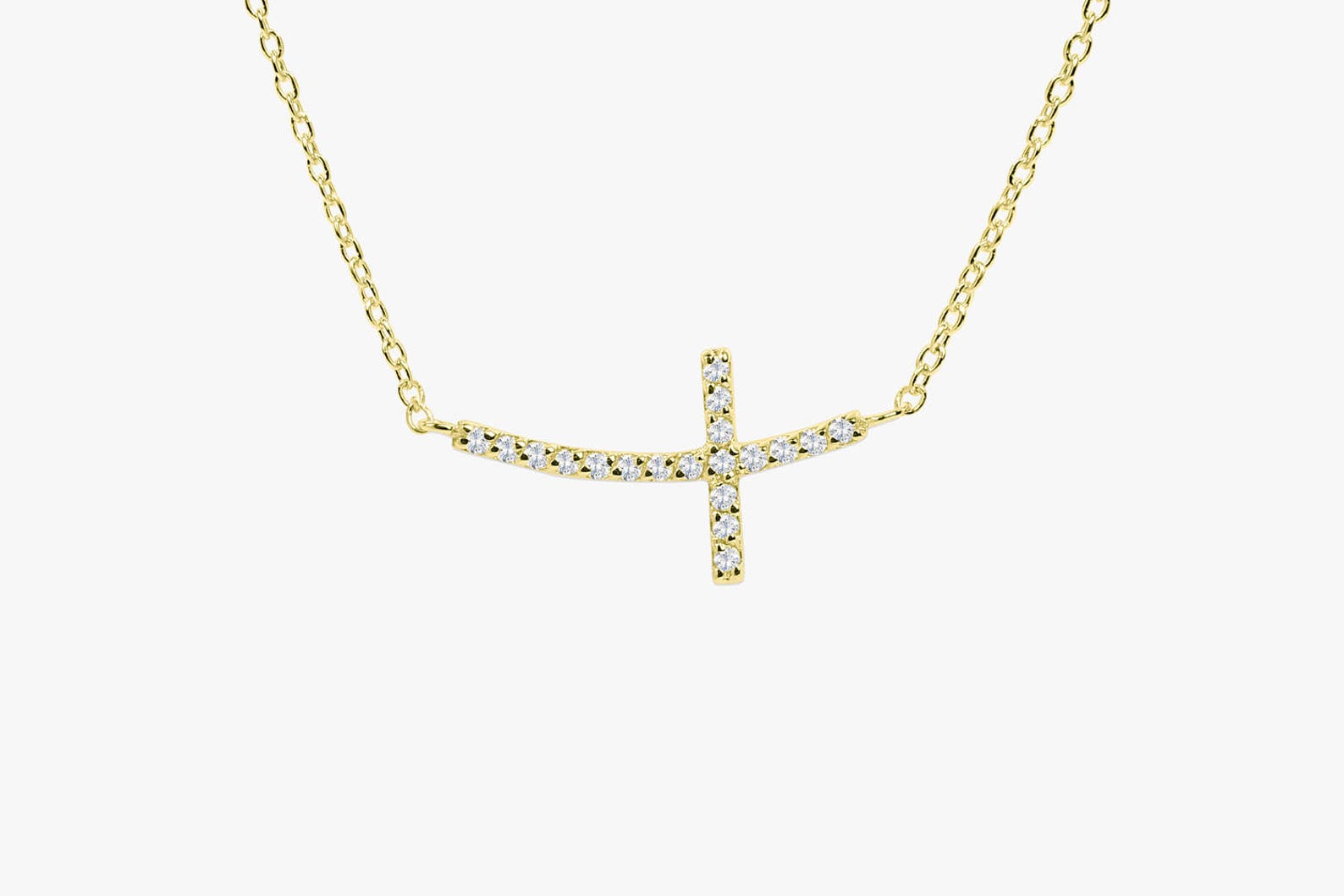 Side Cross Diamond Necklace