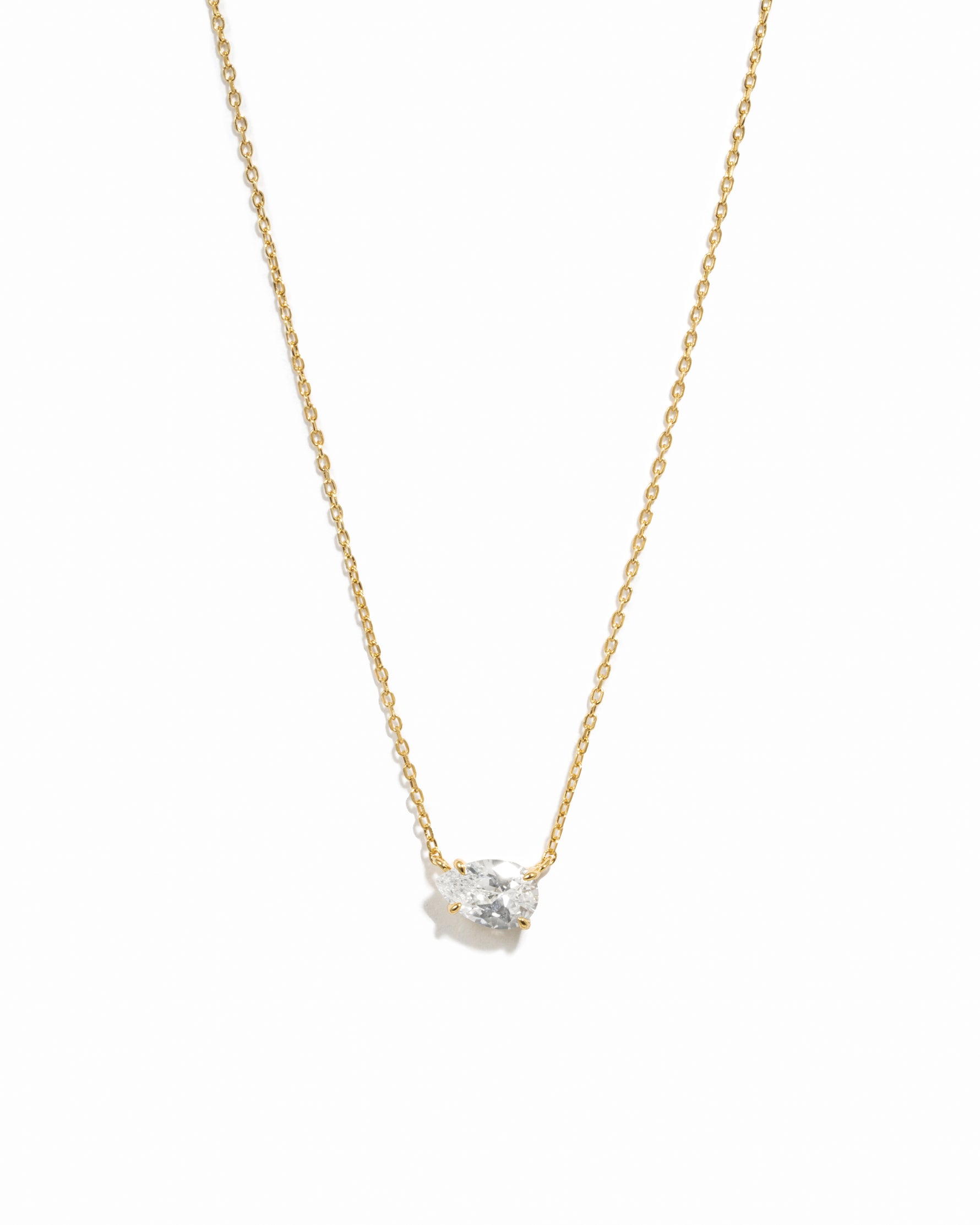 Sideways Pear Solitaire Pendant