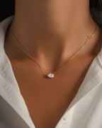 Sideways Pear Solitaire Pendant