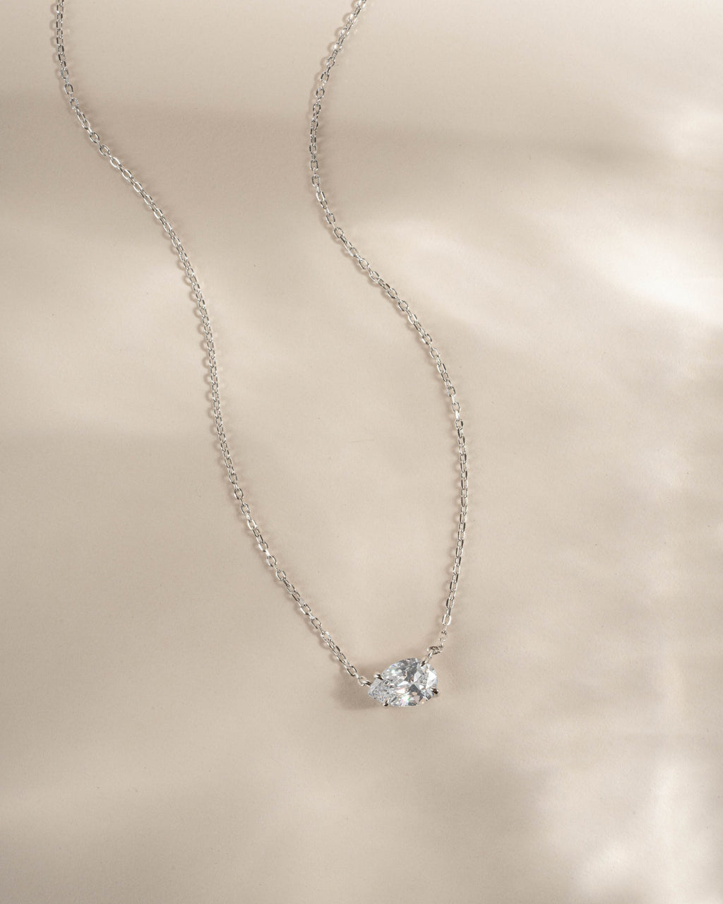Sideways Pear Solitaire Pendant