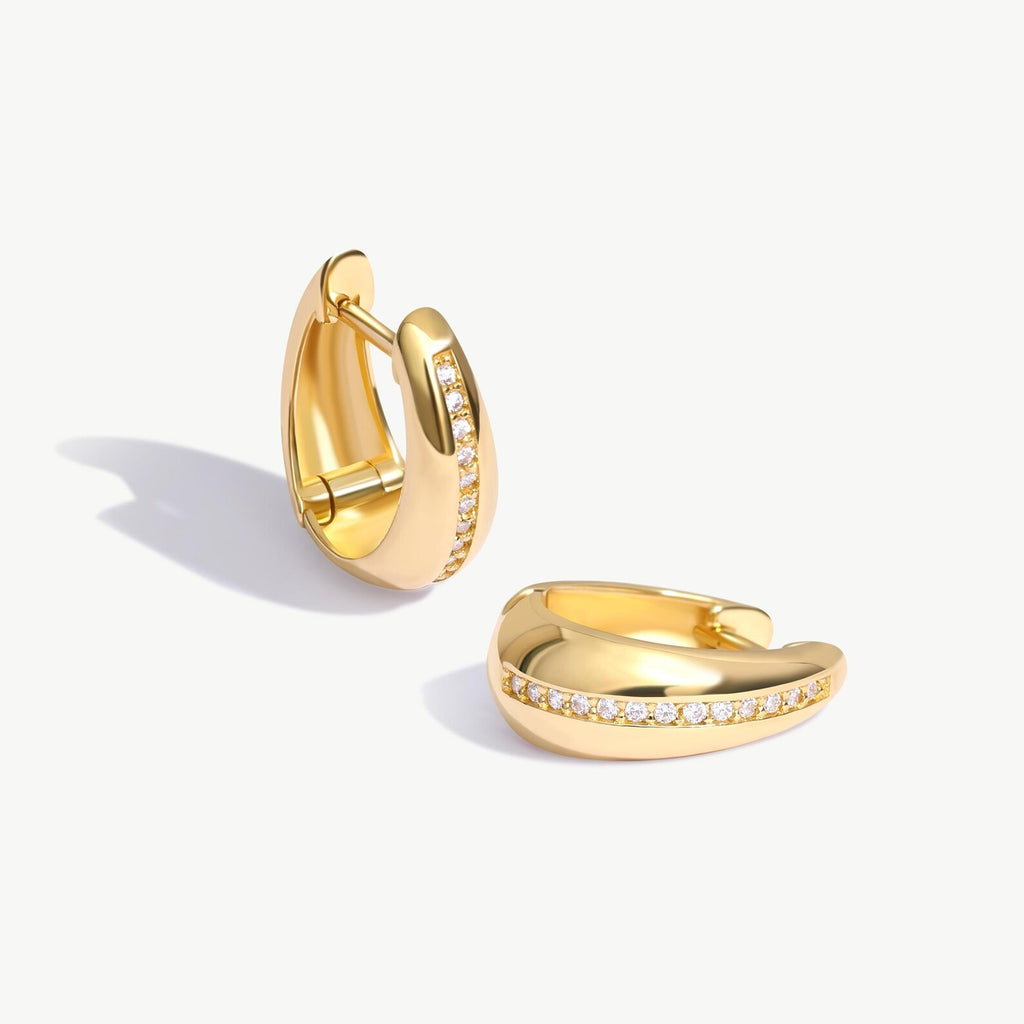 Sleek Pavé Line Chunky Hoop Earrings