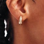 Sleek Pavé Line Chunky Hoop Earrings