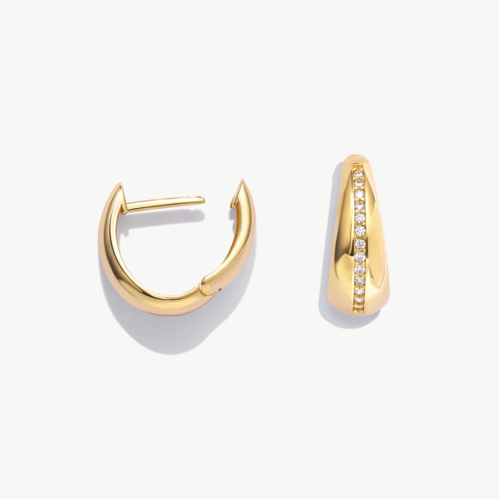 Sleek Pavé Line Chunky Hoop Earrings