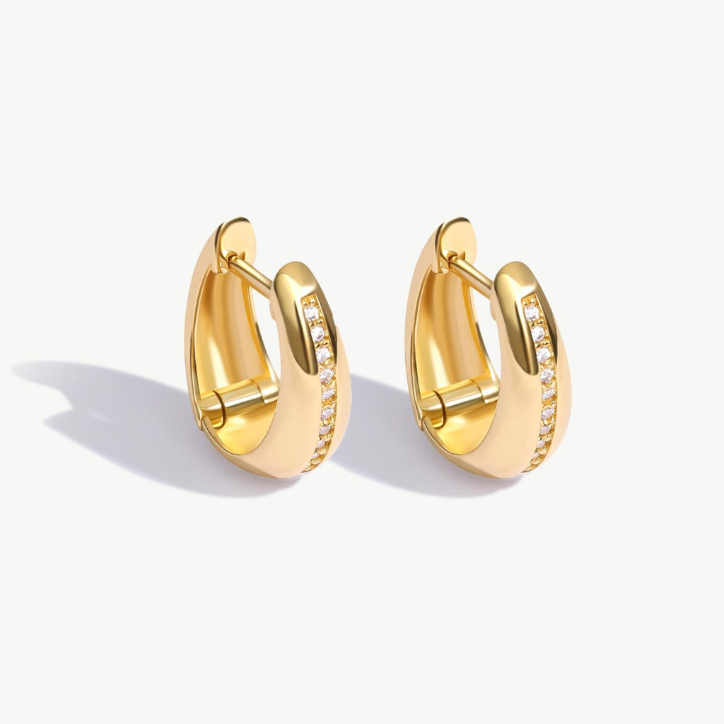 Sleek Pavé Line Chunky Hoop Earrings