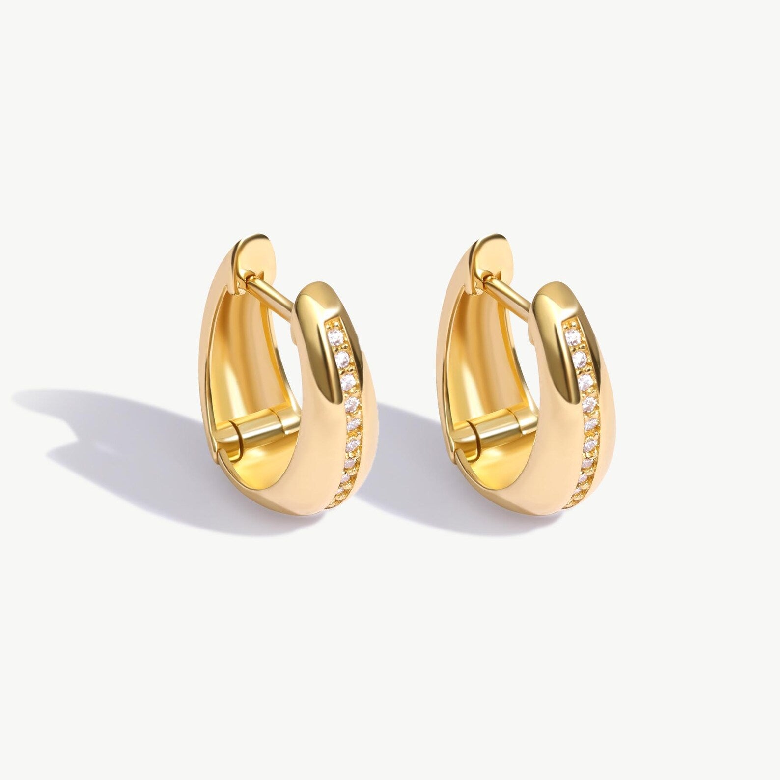 Sleek Pavé Line Chunky Hoop Earrings