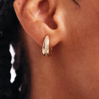 Sleek Pavé Line Chunky Hoop Earrings