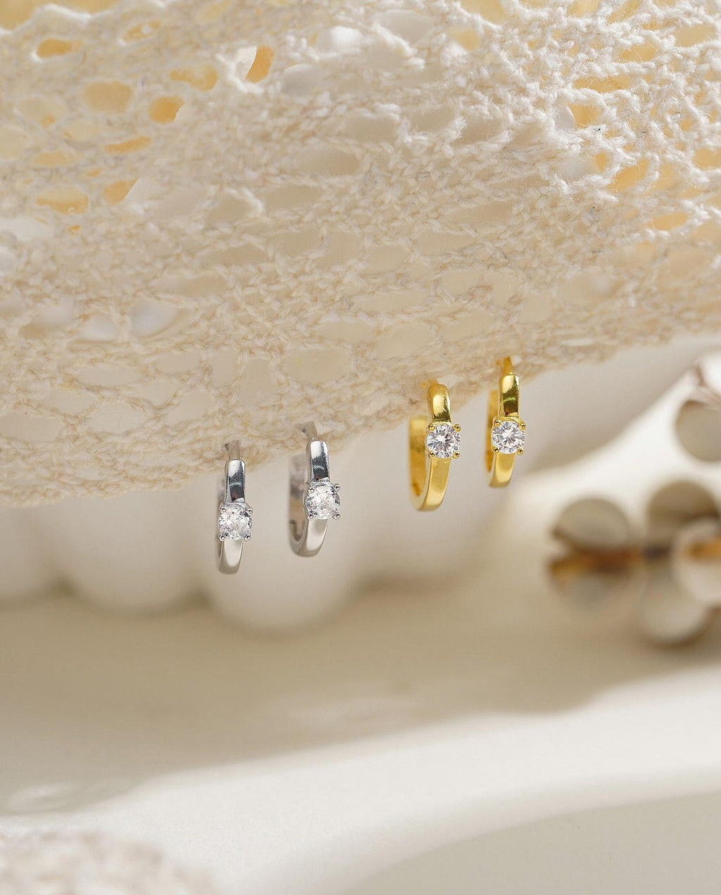 Solitaire Diamond Hoop Earrings