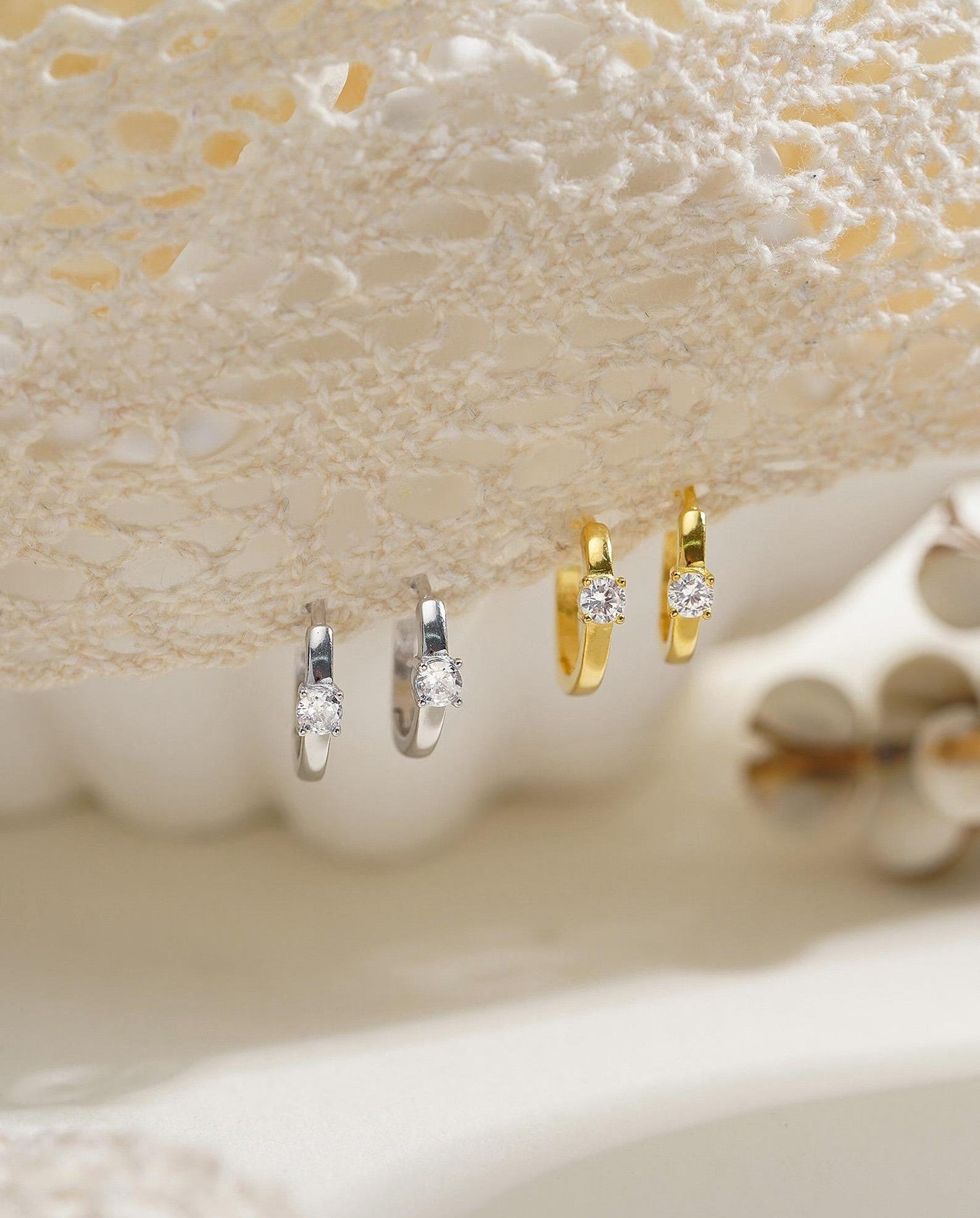 Solitaire Diamond Hoop Earrings