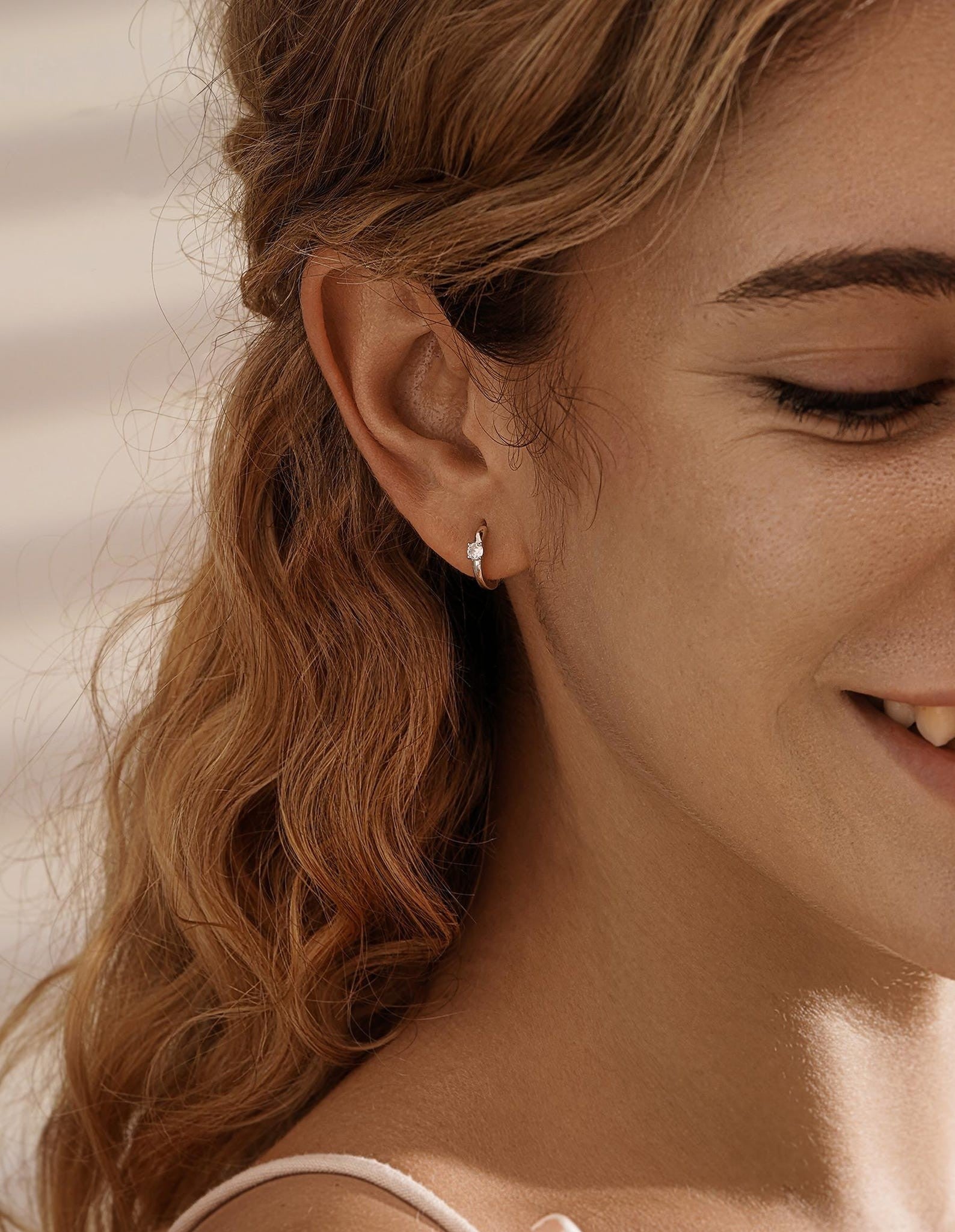 Solitaire Diamond Hoop Earrings