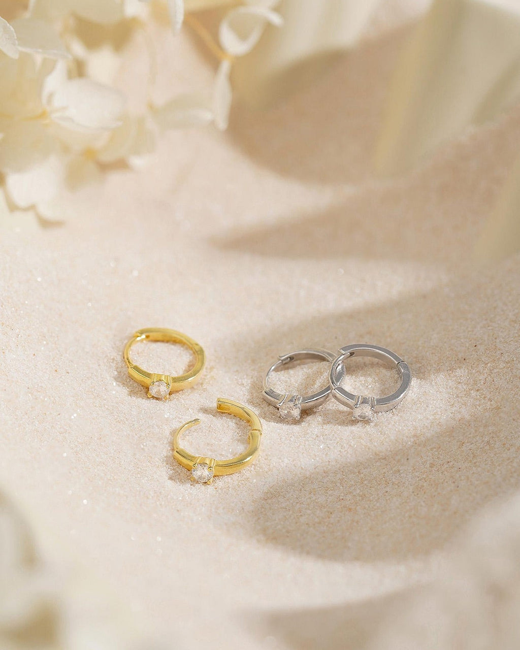 Solitaire Diamond Hoop Earrings