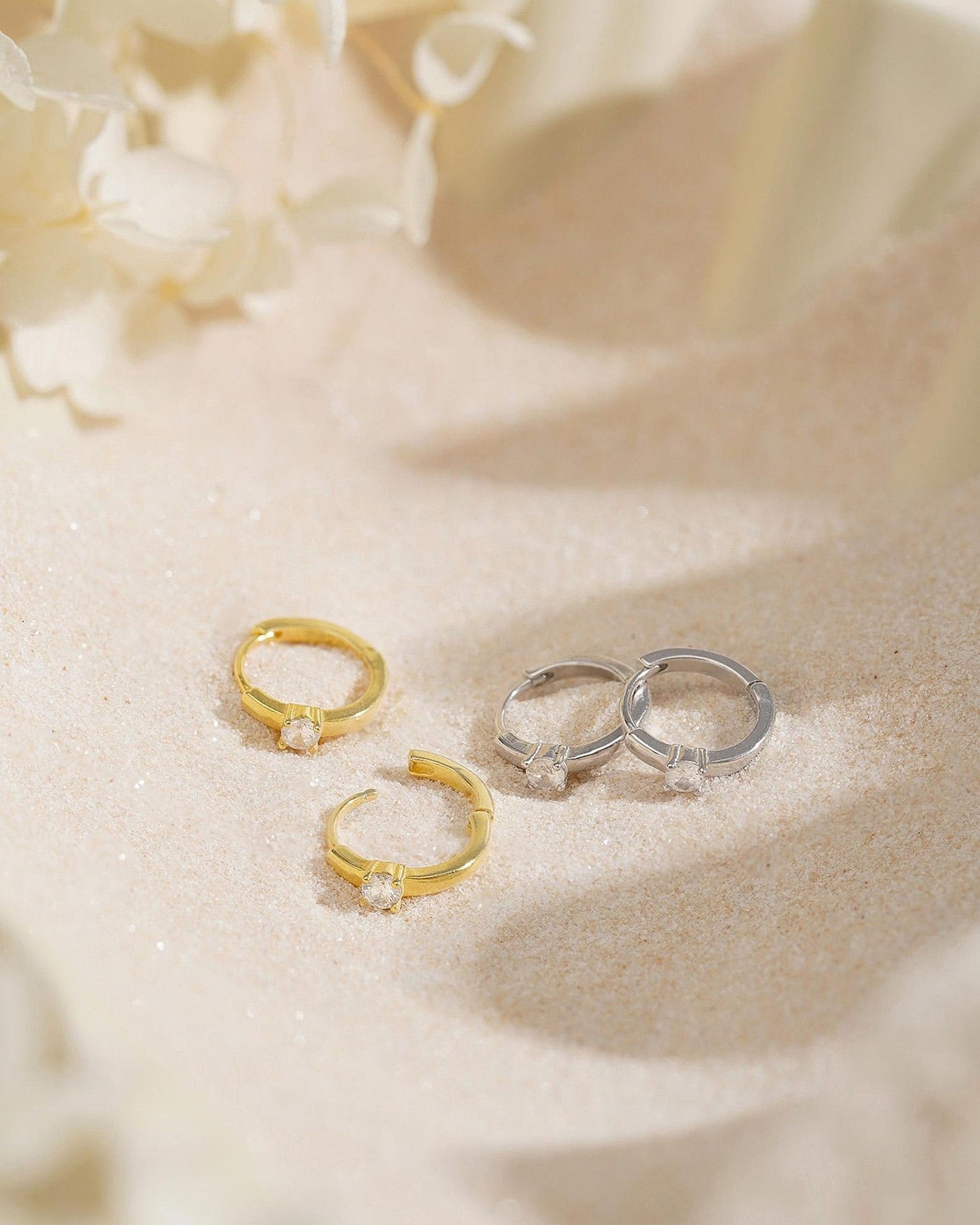 Solitaire Diamond Hoop Earrings