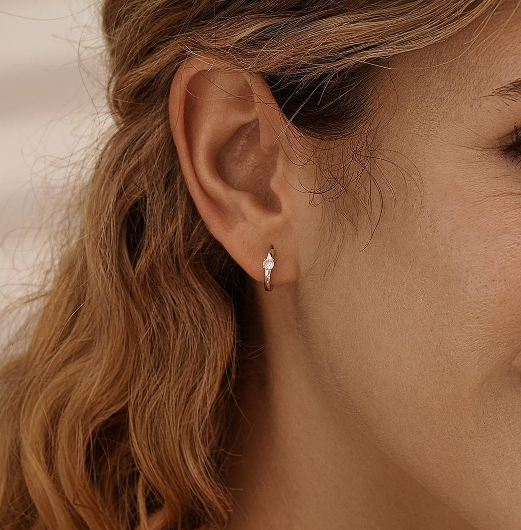 Solitaire Diamond Hoop Earrings