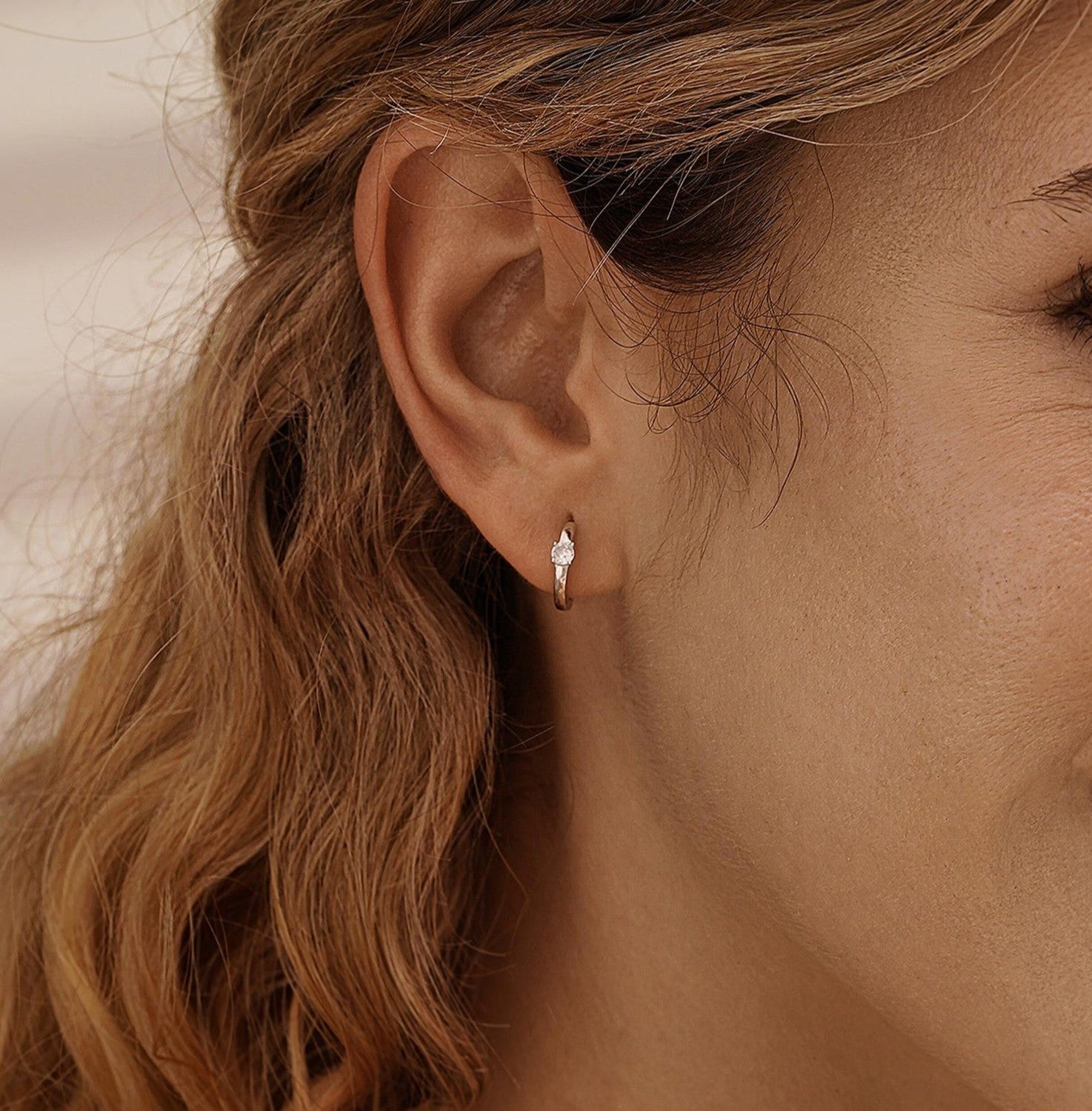 Solitaire Diamond Hoop Earrings