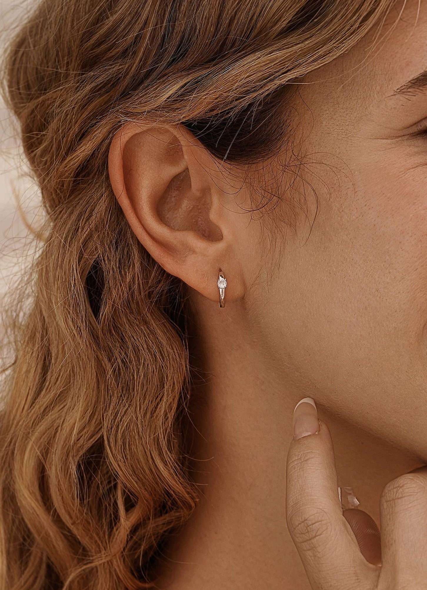 Solitaire Diamond Hoop Earrings