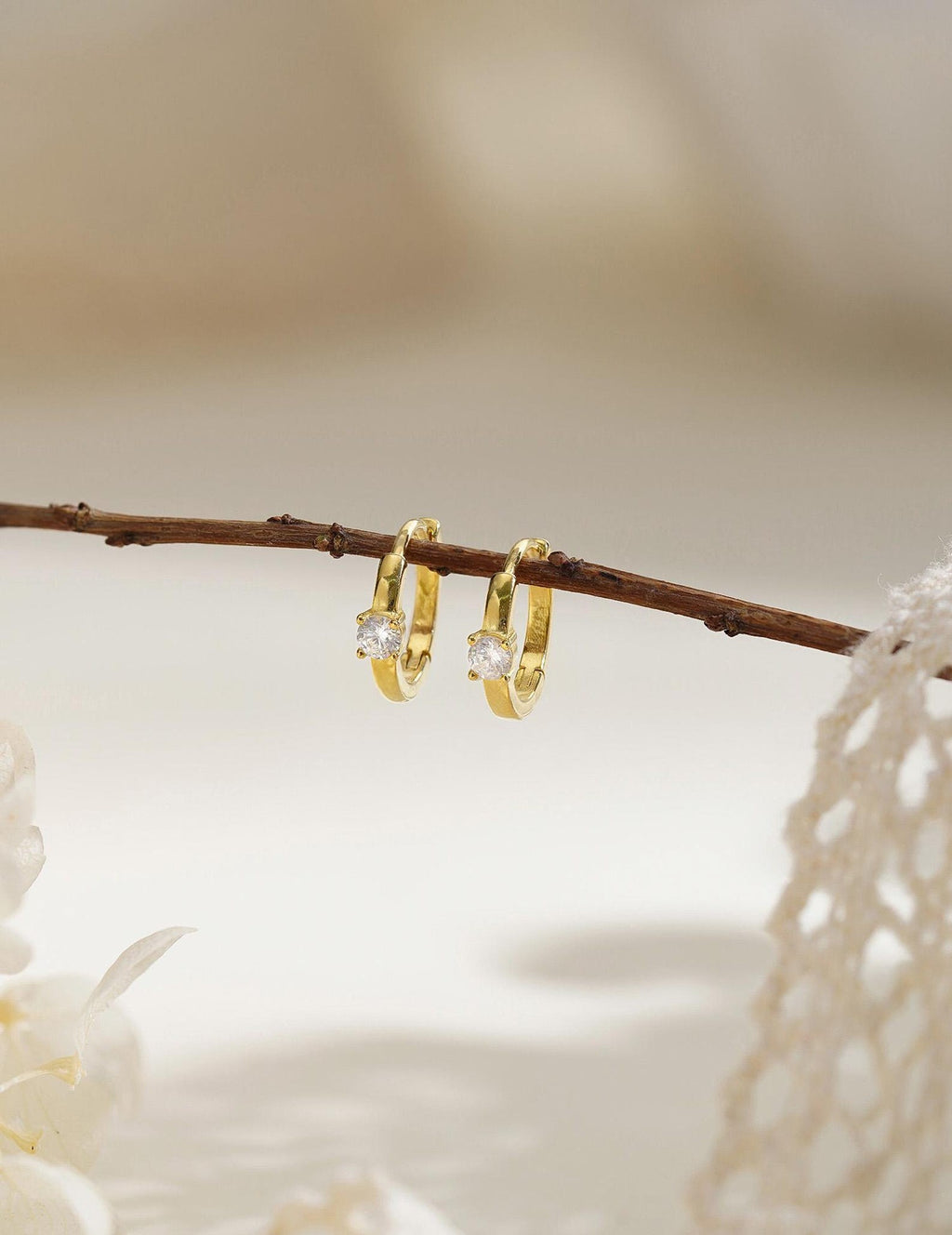 Solitaire Diamond Hoop Earrings