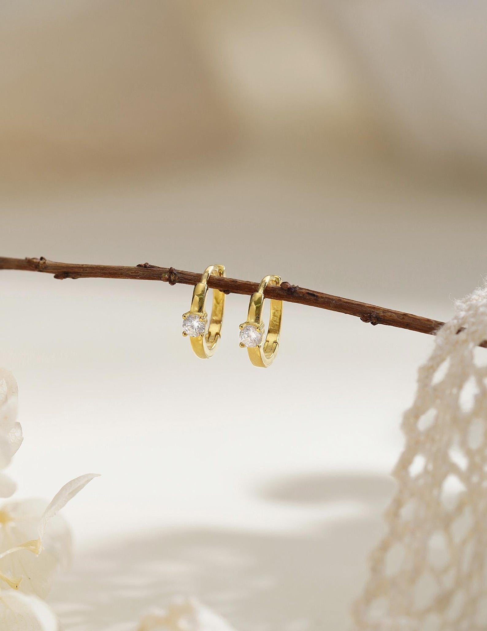Solitaire Diamond Hoop Earrings