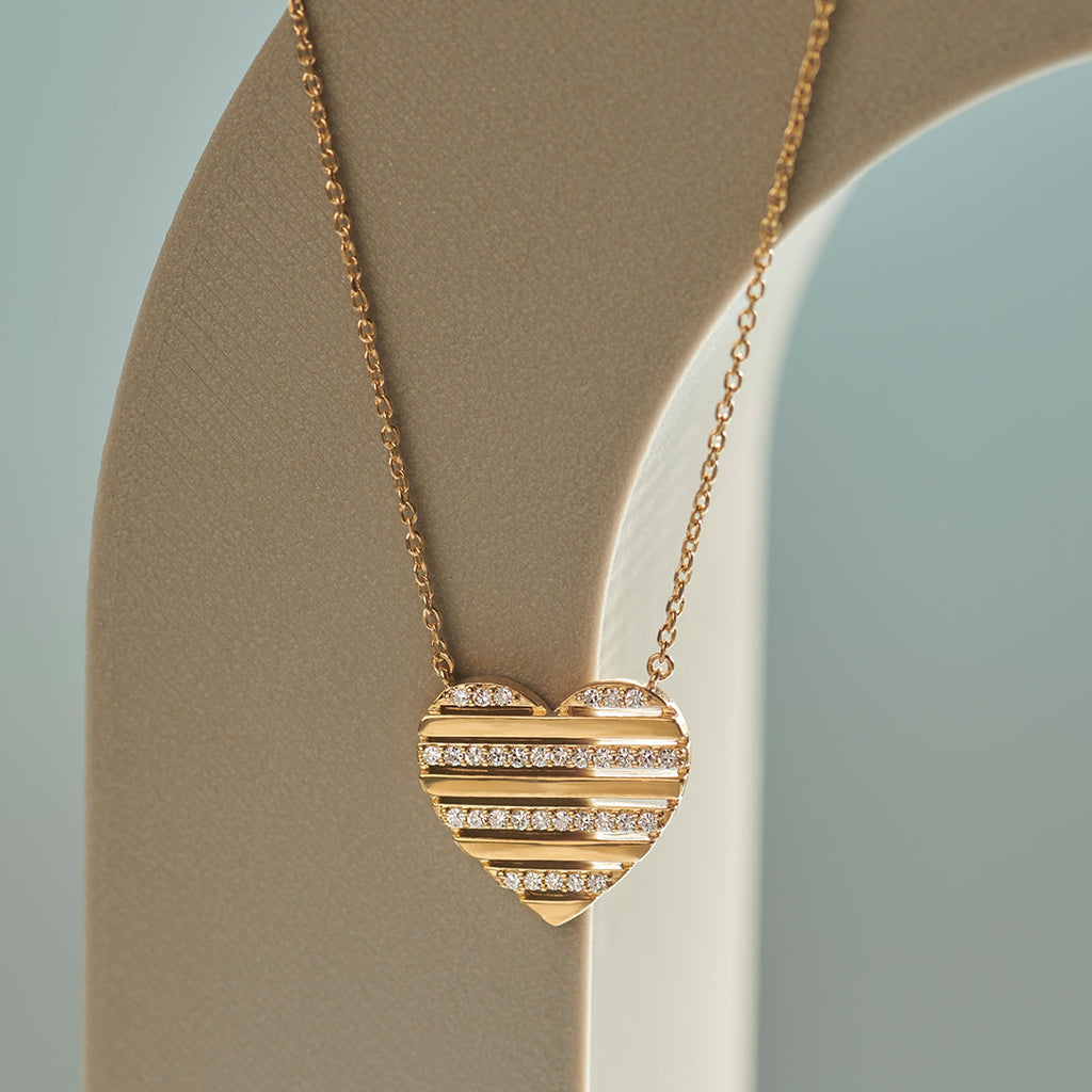 Striped Heart Diamond Necklace