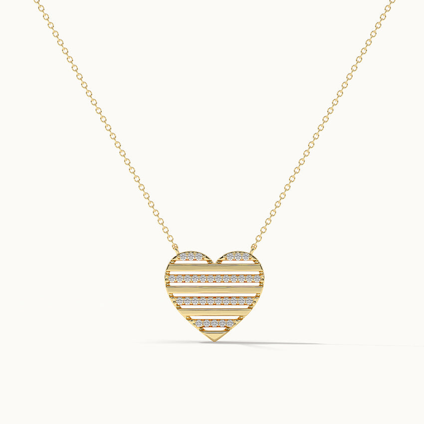 Striped Heart Diamond Necklace