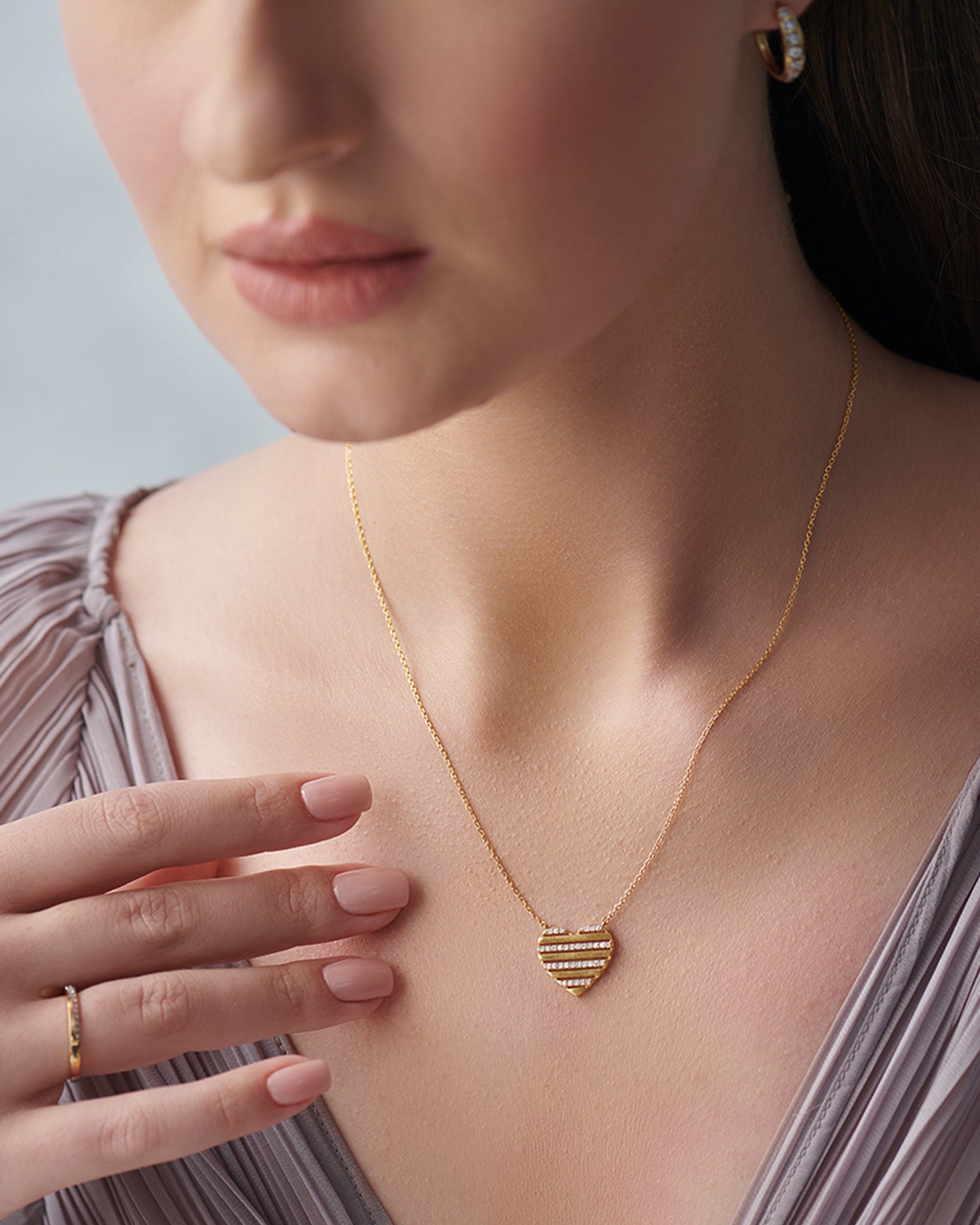 Striped Heart Diamond Necklace