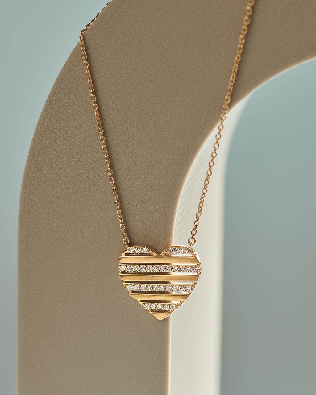 Striped Heart Diamond Necklace