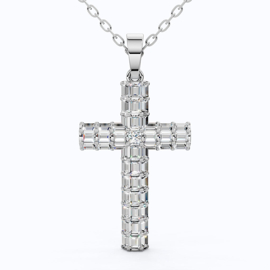 Structured Baguette Cross Necklace