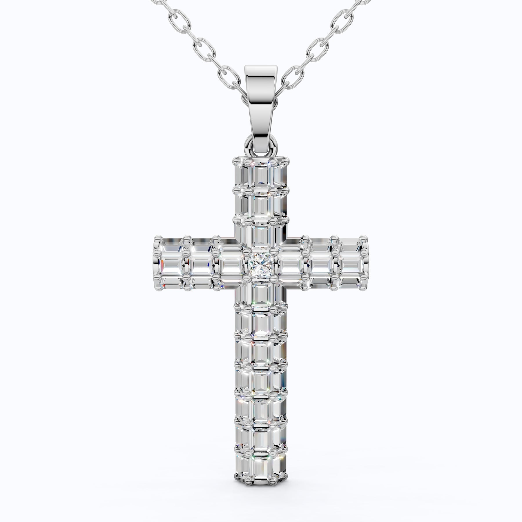 Structured Baguette Cross Necklace
