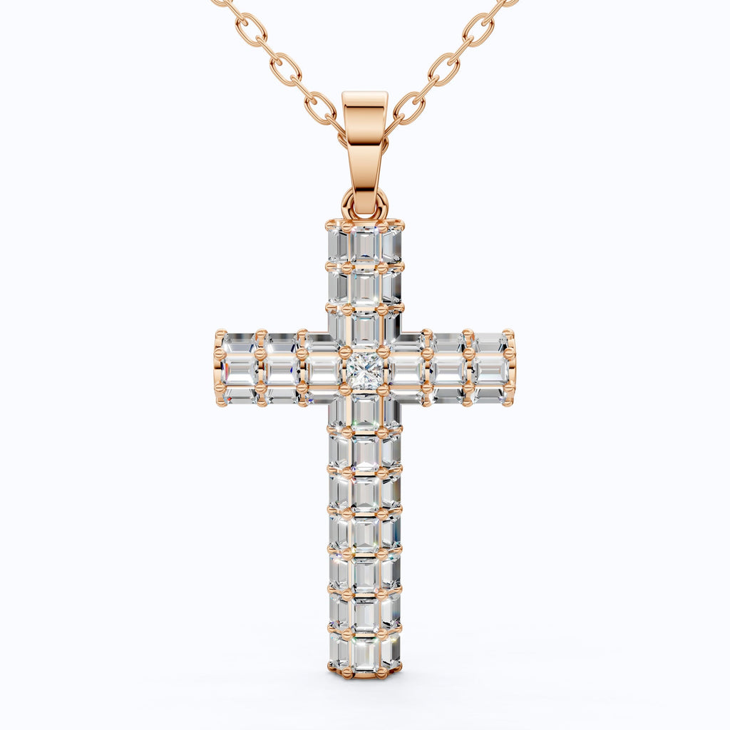 Structured Baguette Cross Necklace