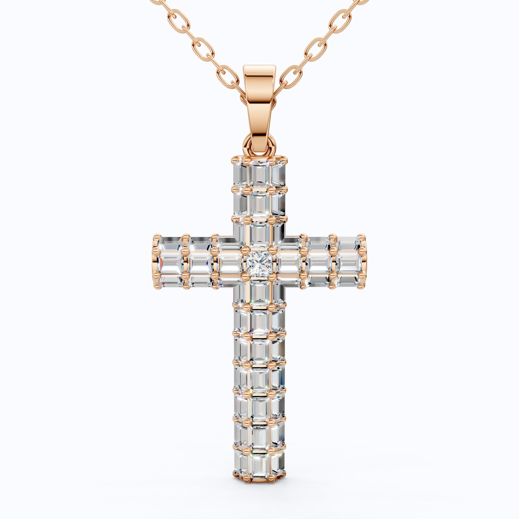 Structured Baguette Cross Necklace